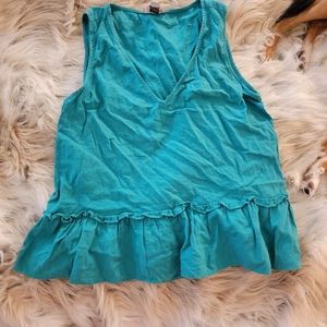 Loft Green V Neck Linen Blouse